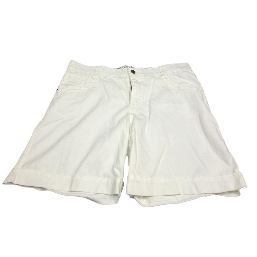 Lee White Denim Shorts Womens 12 Medium Stretch Cuffed Hem 3757510